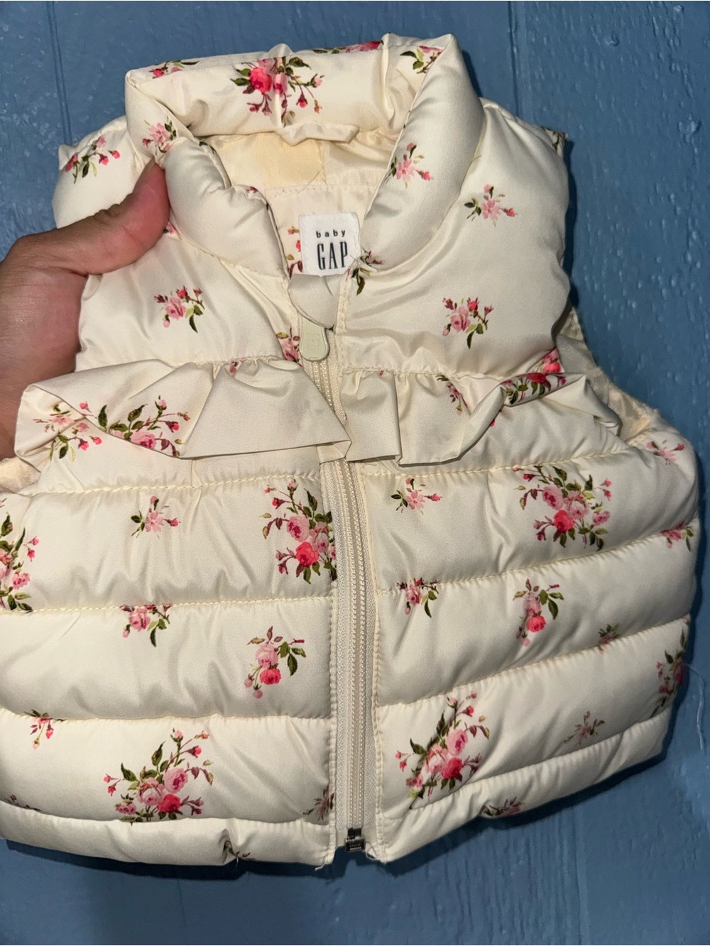 GAP Cream Floral Puffer Vest for Kids